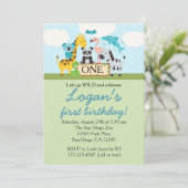 Zoo Safari Birthday Party Invitation Kaart (Staand voorkant)