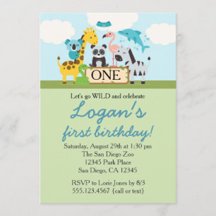 Zoo Safari Birthday Party Invitation Kaart