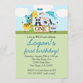 Zoo Safari Birthday Party Invitation Kaart