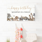 Zoo Safari Dieren op Birthday Party Spandoek (Insitu)