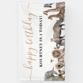Zoo Safari Dieren op Birthday Party Spandoek (Verticaal)