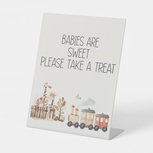 Zoo Safari Kwekerij Dieren Baby shower Favoriet Reclamebord Met Voetstuk (Voorkant)