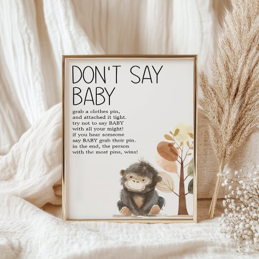 Zoo Safari Kwekerij Dieren Baby shower Game Poster