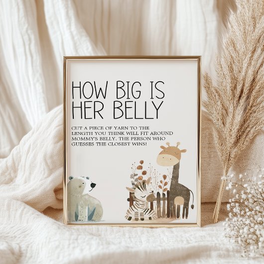 Zoo Safari Kwekerij Dieren Baby shower Game Poster