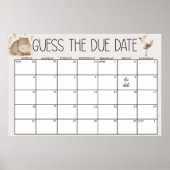 Zoo Safari Kwekerij Dieren Baby shower Guess Datum Poster (Voorkant)
