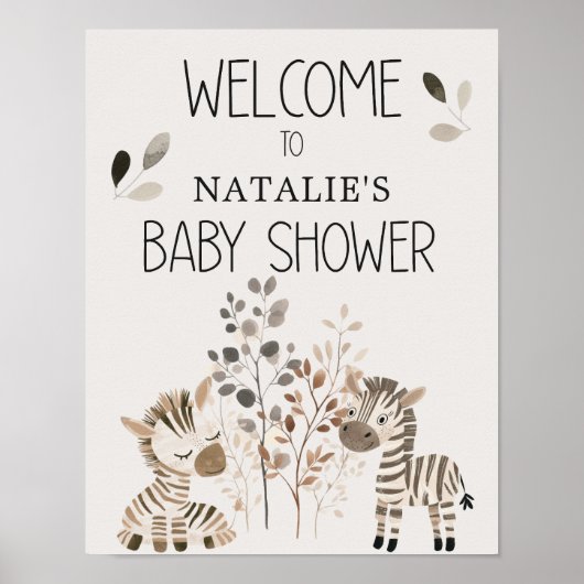 Zoo Safari Kwekerij Dieren Baby shower Sign Poster (Voorkant)
