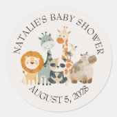 Zoo Safari Nursery Animals Baby shower Ronde Sticker (Voorkant)