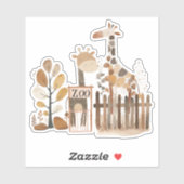 Zoo Safari Nursery Animals Baby shower Sticker (Vel)