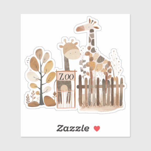 Zoo Safari Nursery Animals Baby shower Sticker (Vel)