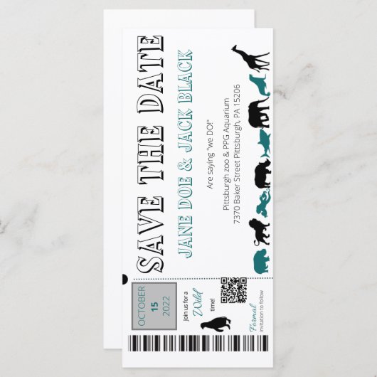 Zoo Save the Date Invitation (Voorkant / Achterkant)