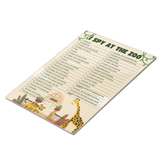 Zoo Scavenger Hunt Educational Notitieblok (Schuin)
