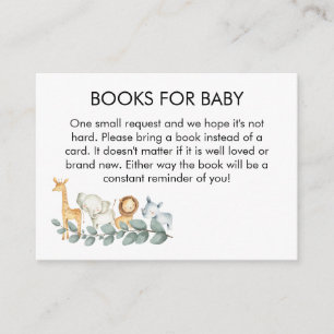 Zoo Theme Baby shower Book Request Informatiekaartje