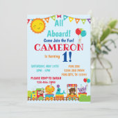 Zoo Train 1e verjaardag Kaart (Staand voorkant)