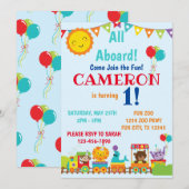 Zoo Train 1e verjaardag Kaart (Voorkant / Achterkant)