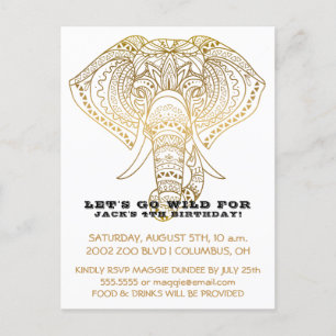 Zoo Verjaardag Feest Olifant   Oerwoud Safari Part Uitnodiging Briefkaart