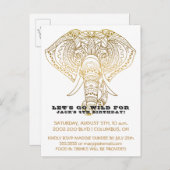 Zoo Verjaardag Feest Olifant | Oerwoud Safari Part Uitnodiging Briefkaart (Voorkant / Achterkant)