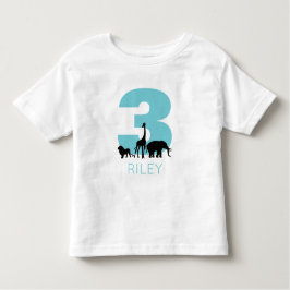Zoo verjaardag gepersonaliseerd blauwgroen kinder shirts