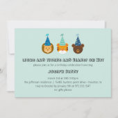 Zoo-verjaardag met leeuwen, tijgers, beren uitnodi kaart (Voorkant)