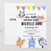 Zoo Verjaardag Uitnodigen - Custom Animal Party Ka Kaart (Voorkant / Achterkant)