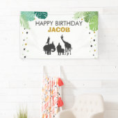 Zoo verjaardagsbanner Safari Oerwoud dieren feest Spandoek (Insitu)