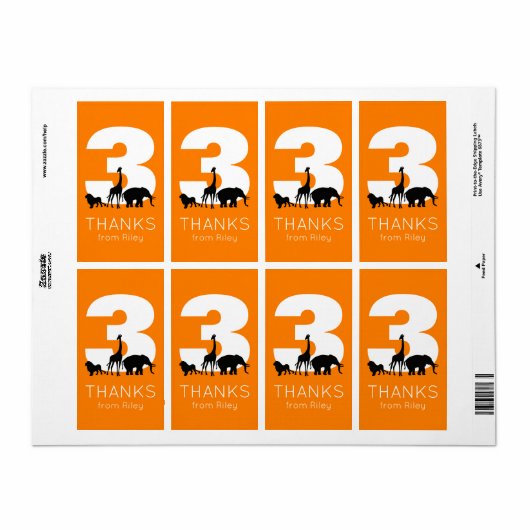 Zoo verjaardagsfeest bedankt jullie stickers (Full Sheet)