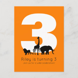 Zoo verjaardagsfeest oranje uitnodiging briefkaart
