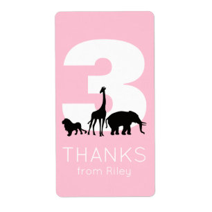 Zoo verjaardagsfeest roze dank je stickers