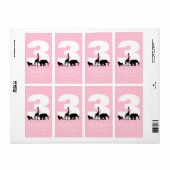 Zoo verjaardagsfeest roze dank je stickers (Full Sheet)