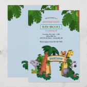 Zoo Welcome Birthday Party Kaart (Voorkant / Achterkant)