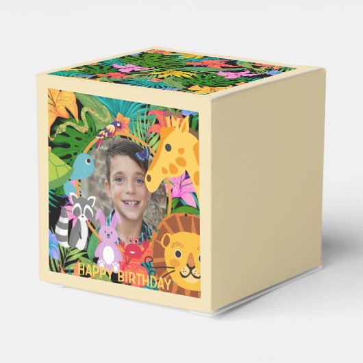 Zoo Wild Animal Oerwoud Safari Kids Verjaardag Bedankdoosjes (Achterkant)