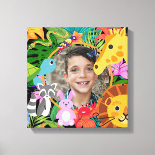 Zoo Wild Animal Oerwoud Safari Kids Verjaardag Canvas Afdruk