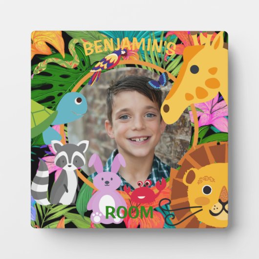 Zoo Wild Animal Oerwoud Safari Kids Verjaardag Fotoplaat (Voorkant)