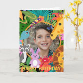 Zoo Wild Animal Oerwoud Safari Kids Verjaardag Kaart (Gele Bloem)