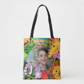 Zoo Wild Animal Oerwoud Safari Kids Verjaardag Tote Bag (Voorkant)