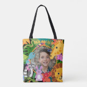Zoo Wild Animal Oerwoud Safari Kids Verjaardag Tote Bag (Achterkant)