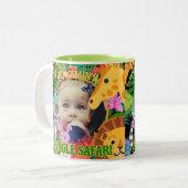 Zoo Wild Animal Oerwoud Safari Kids Verjaardag Tweekleurige Koffiemok (Voorkant links)