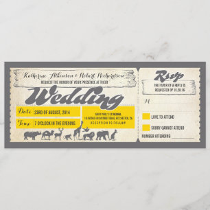 Zoo wildlife dieren bruiloft uitnodiging tickets