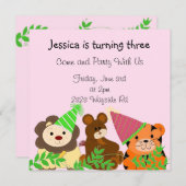 Zoödieren met uitnodiging van feestdagen voor Pett (Voorkant / Achterkant)