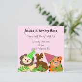 Zoödieren met uitnodiging van feestdagen voor Pett (Staand voorkant)