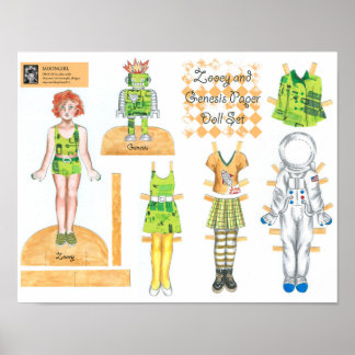 Zooey en Genesis Paper Doll Set - Afspelen of Weer Poster