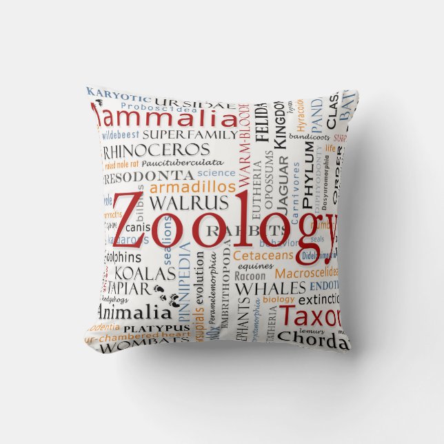 Zoogdieren in Typografie Kussen (Voorkant)