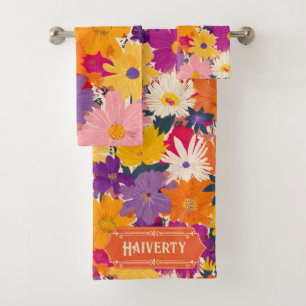Zoogte vol bloeit moderne bloemen bad handdoek