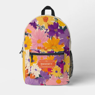 Zoogte vol bloeit moderne bloemen bedrukte rugzak