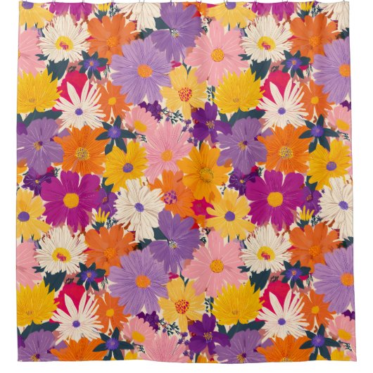 Zoogte vol bloeit moderne bloemen douchegordijn (Voorkant)