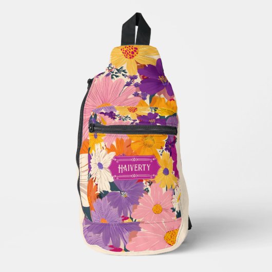Zoogte vol bloeit moderne bloemen sling bag (Voorkant)