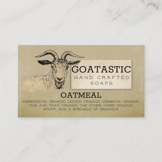 Zooiekophaver vanilla, handgemaakt van geiten visitekaartje (Voorkant)