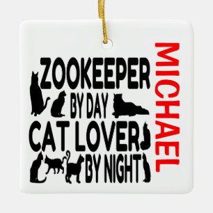 Zookeeper houdt van katten keramisch ornament