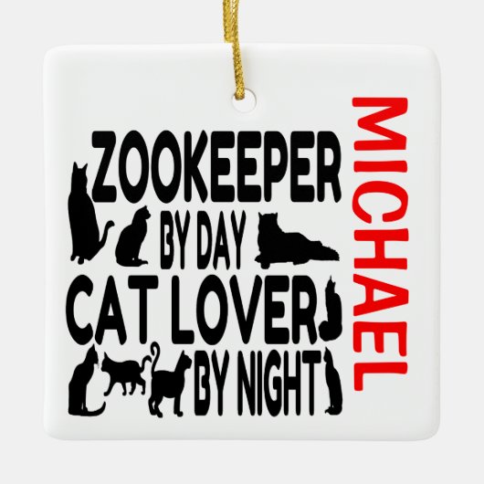 Zookeeper houdt van katten keramisch ornament (Voorkant)