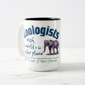 Zoölogen willen dat de wereld veiliger wordt tweekleurige koffiemok (Voorkant links)