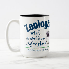 Zoölogen willen dat de wereld veiliger wordt tweekleurige koffiemok